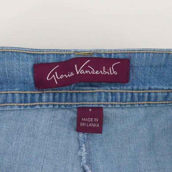 Gloria Vanderbilt Women 8 Blue Denim Jean Skort Skirt Built in Shorts Pockets - Picture 9 of 13